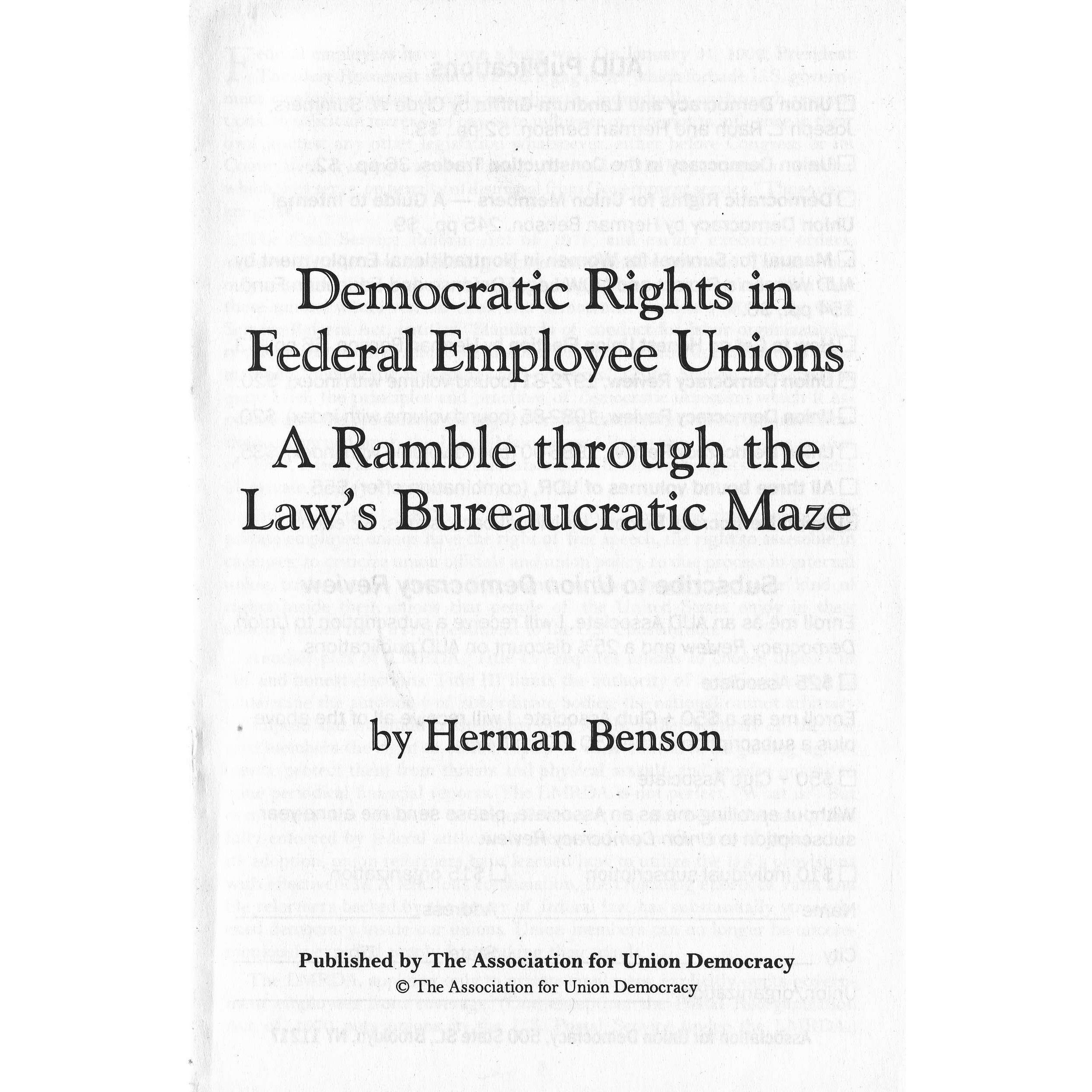AUD - Democratic Rights in Federal Employee Unions