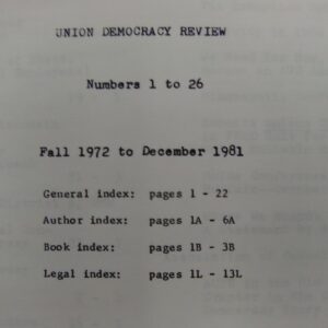 Union Democracy Review Bound Vol. Number 1